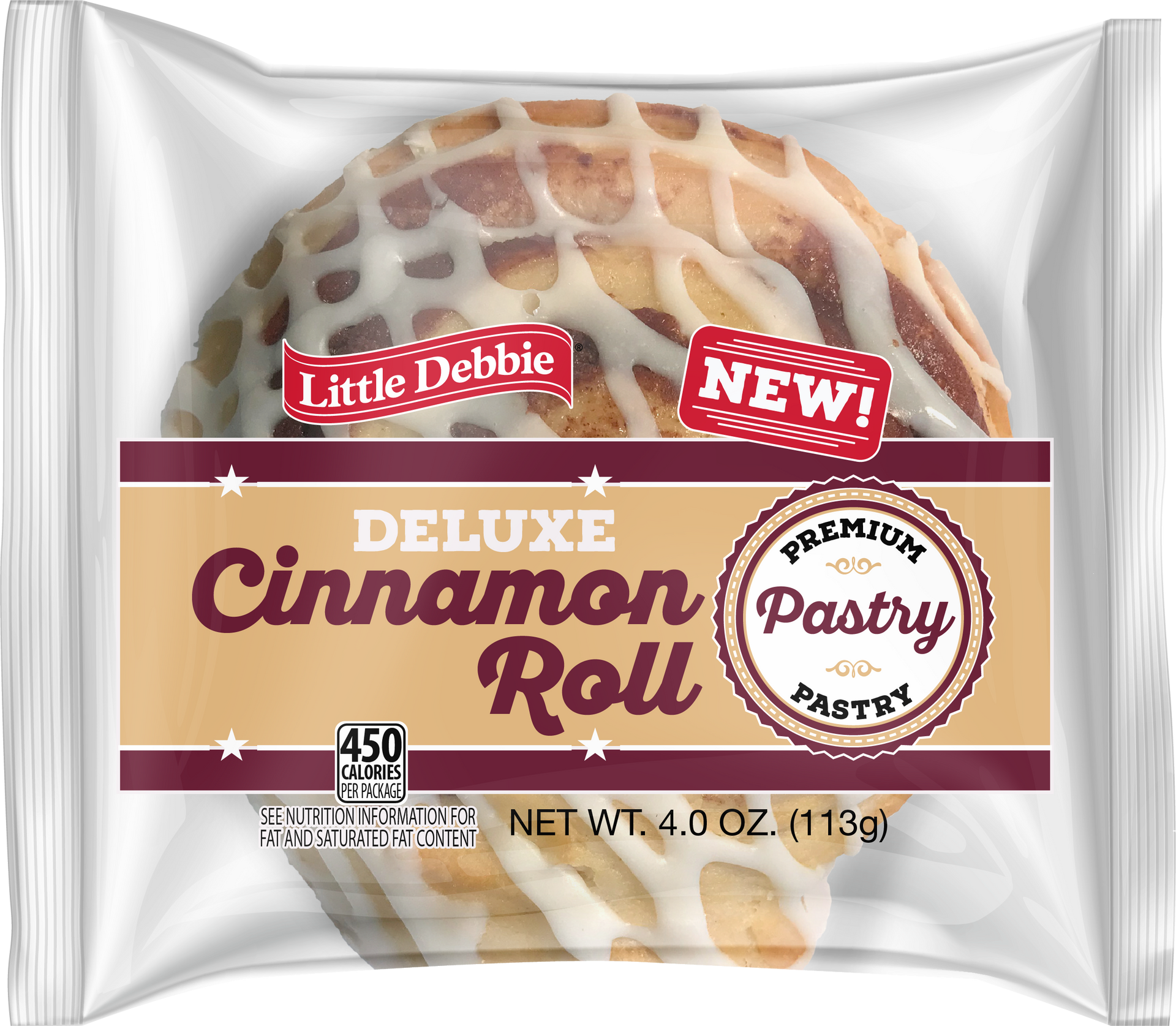 deluxe cinnamon roll in wrapper