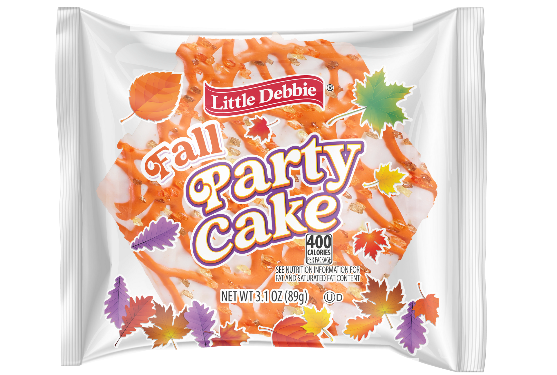 single serve cake with fall sprinkles and orange stripes