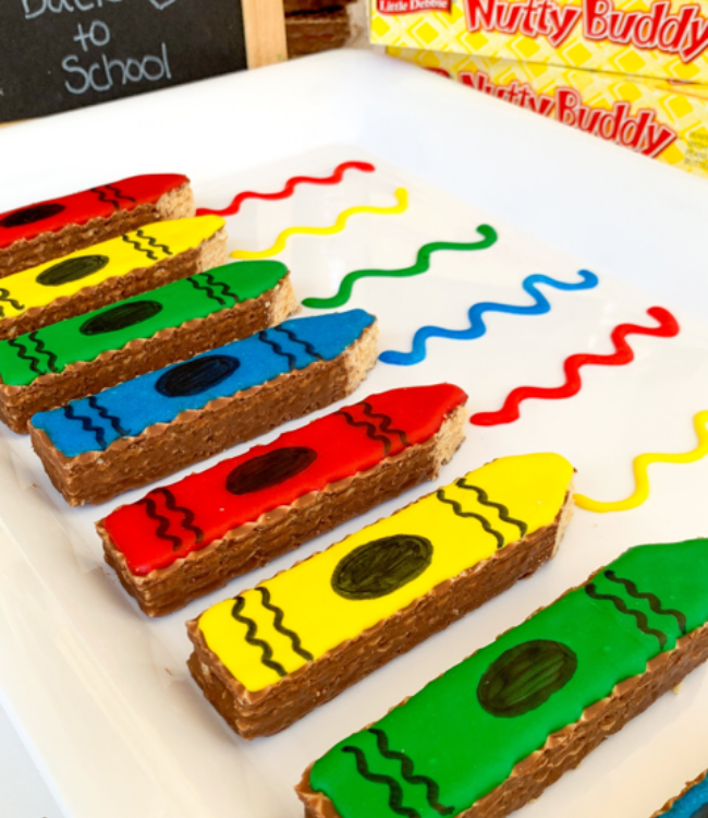 nutty buddy bars decorated as crayons
