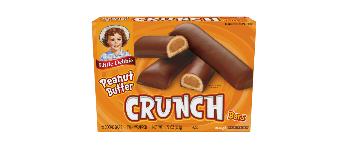 A box of peanut butter crunch bars on a white background.