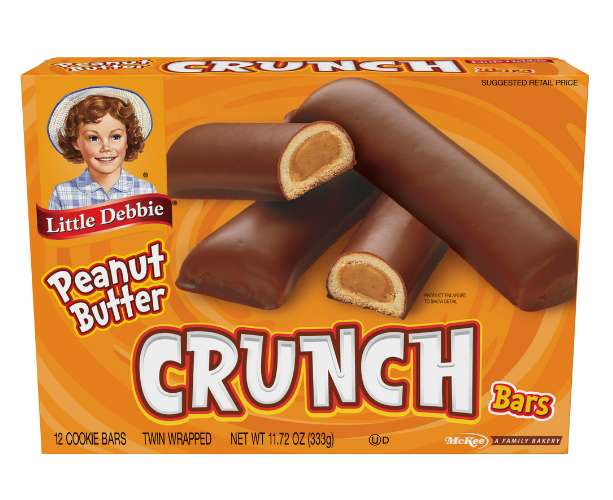 A box of peanut butter crunch bars on a white background.