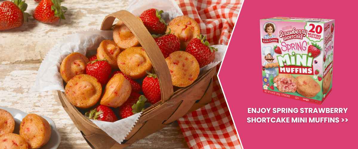 homepage banner for spring strawberry shortcake mini muffins