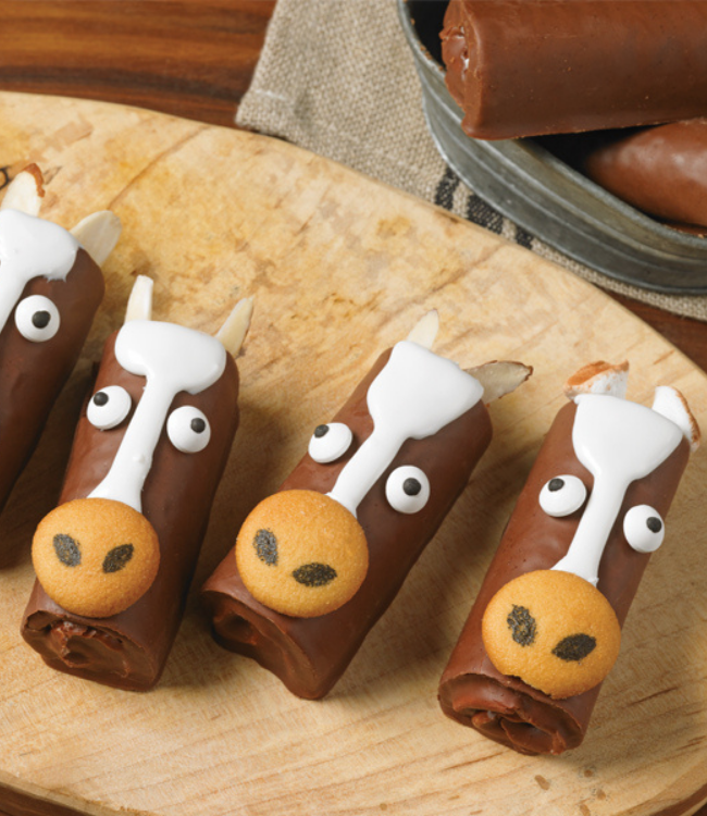swiss rolls decorated as horses