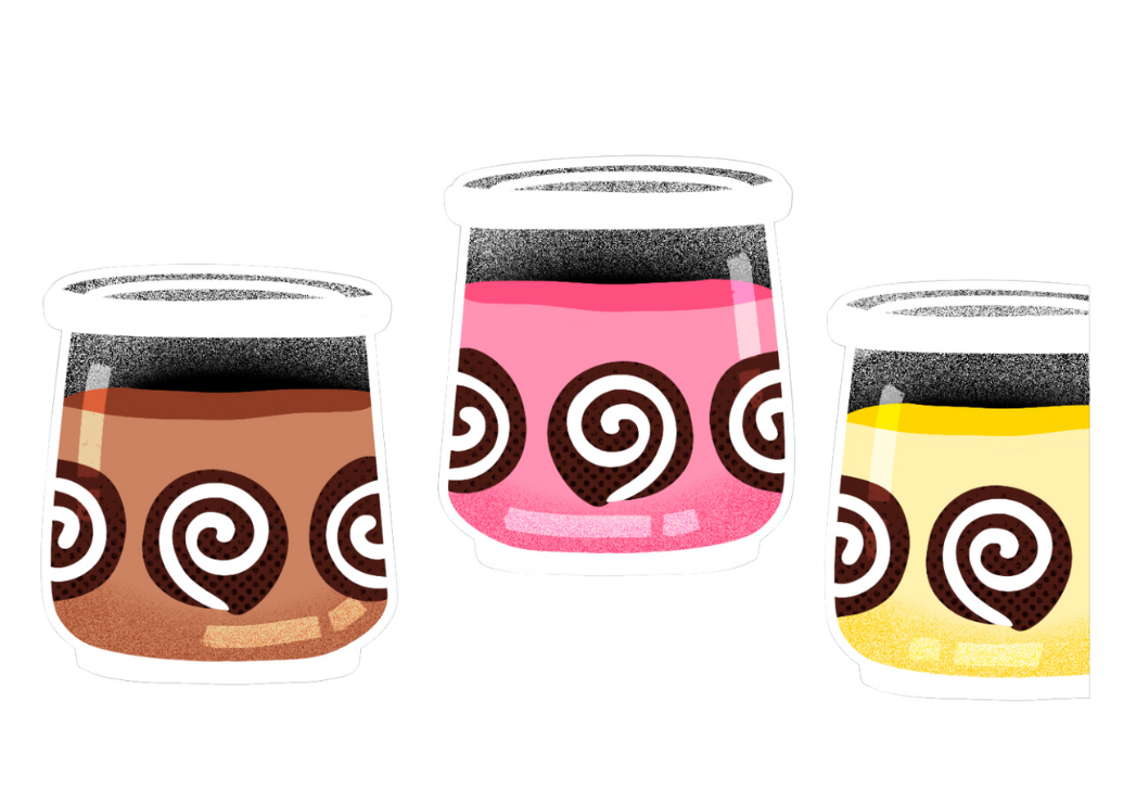 sliced swiss rolls in yogurt cups