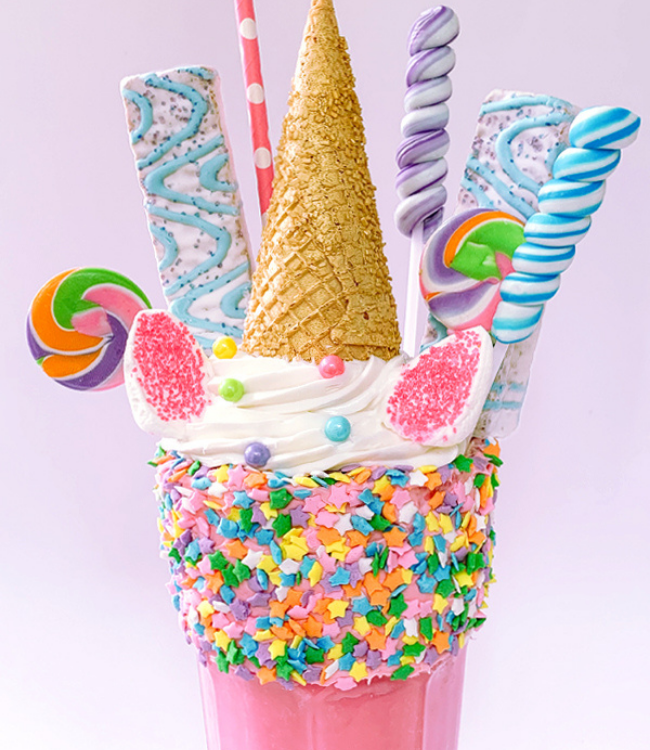 unicorn supershake with fun candies