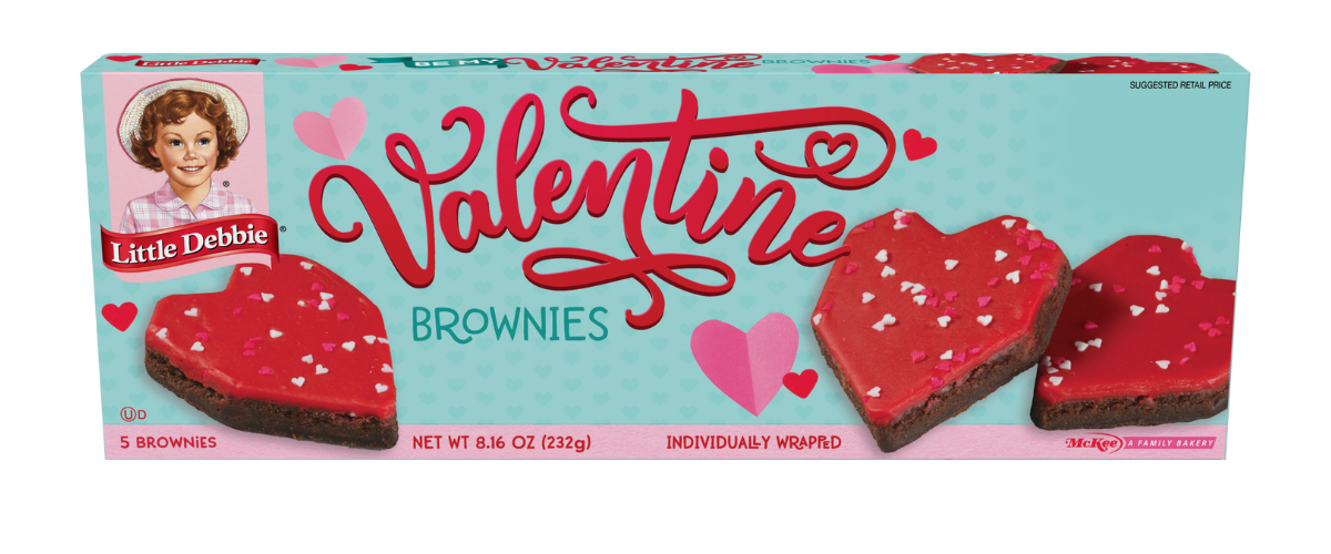 A box of valentine 's day brownies in the shape of hearts