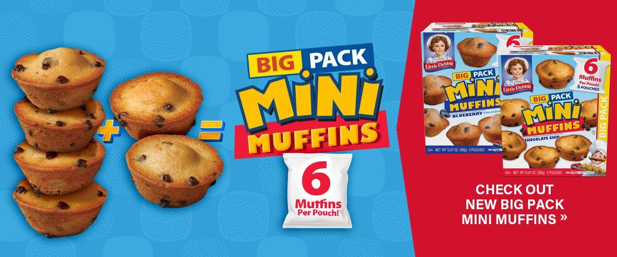 A stack of mini muffins next to a box of mini muffins.