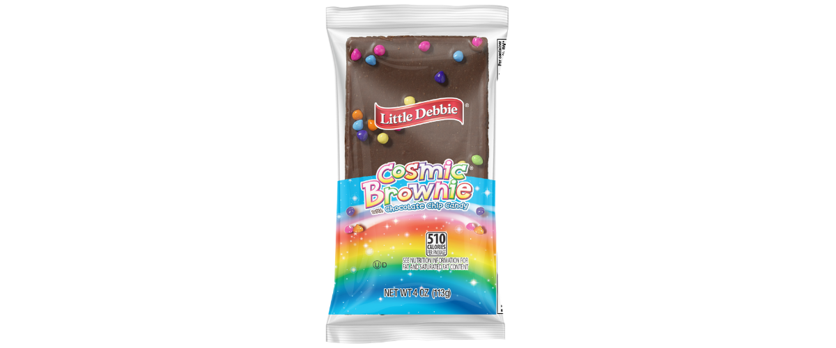 A bag of chocolate with rainbow sprinkles on it.