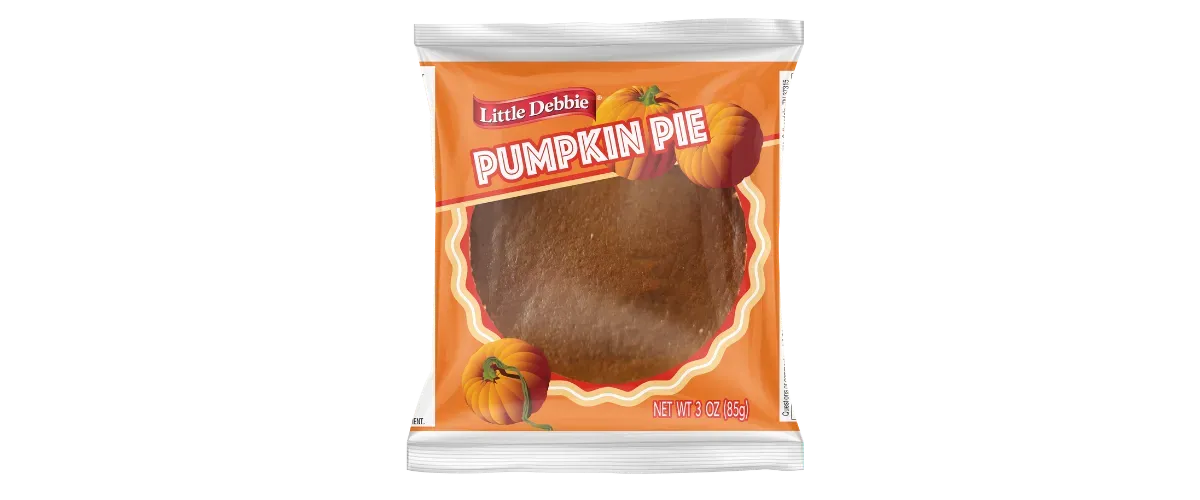 A bag of pumpkin pie on a white background.