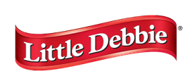 A little debbie logo with a red ribbon on a white background.