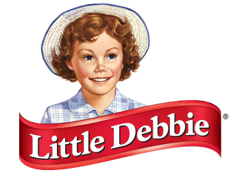 a little debbie logo with a girl wearing a hat