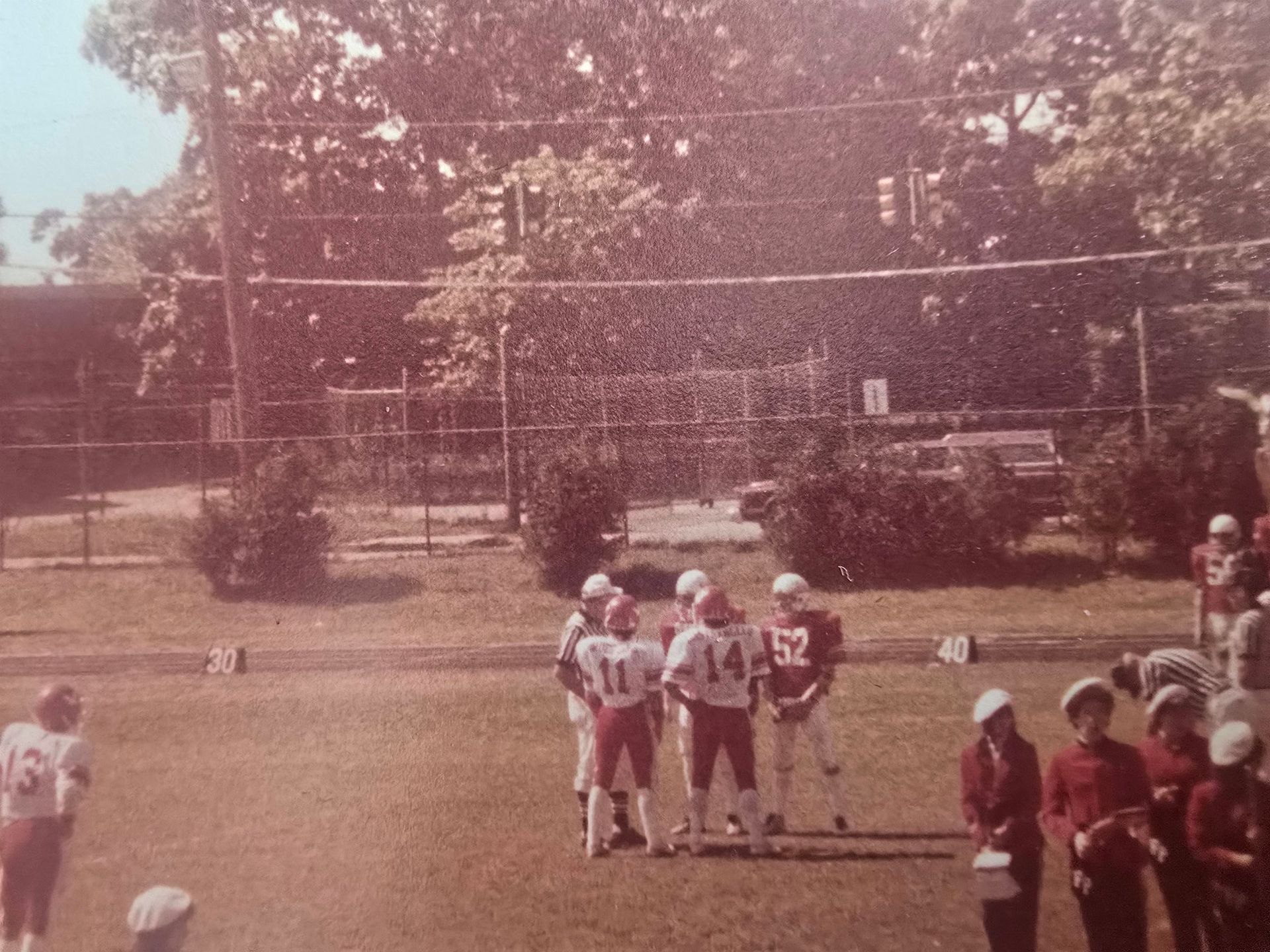 Mad Dog Sweeney #52 Red Jersey (right) CO-Captain 1984 Homecoming Game.  Floral Park Custom Heating and Plumbing Services