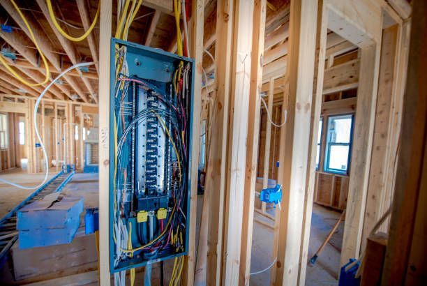 Interior of new home with electrical wiring.