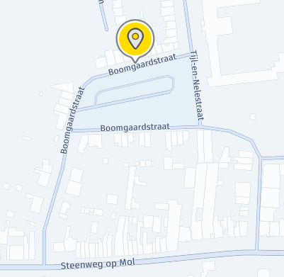Een kaart van een stad met een gele speld erop.