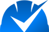 A blue and black logo with the letter s on it