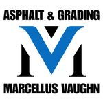 Marcellus Vaughn Asphalt & Grading logo with blue and black stylized MV initials