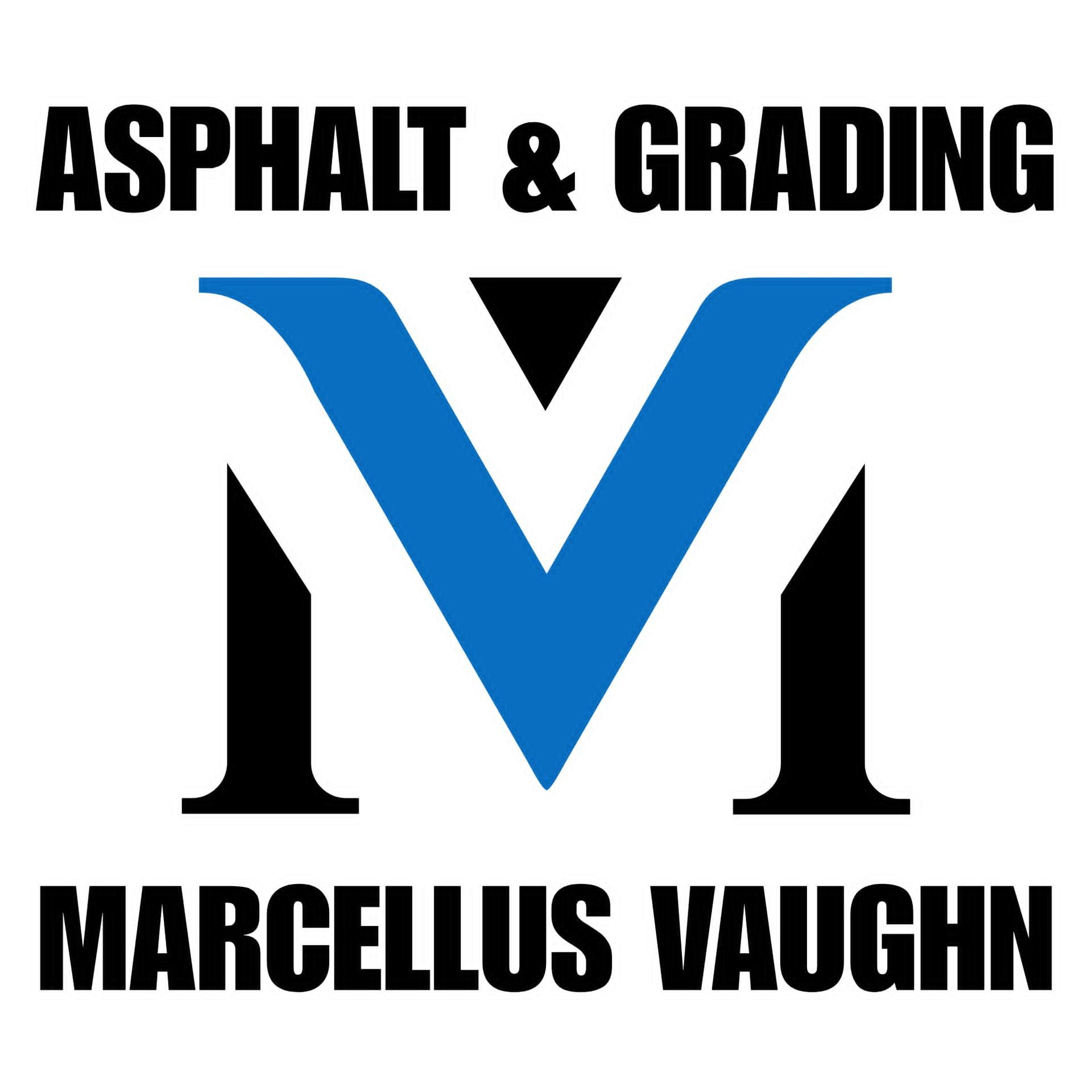 Marcellus Vaughn Asphalt & Grading logo with blue and black stylized MV initials