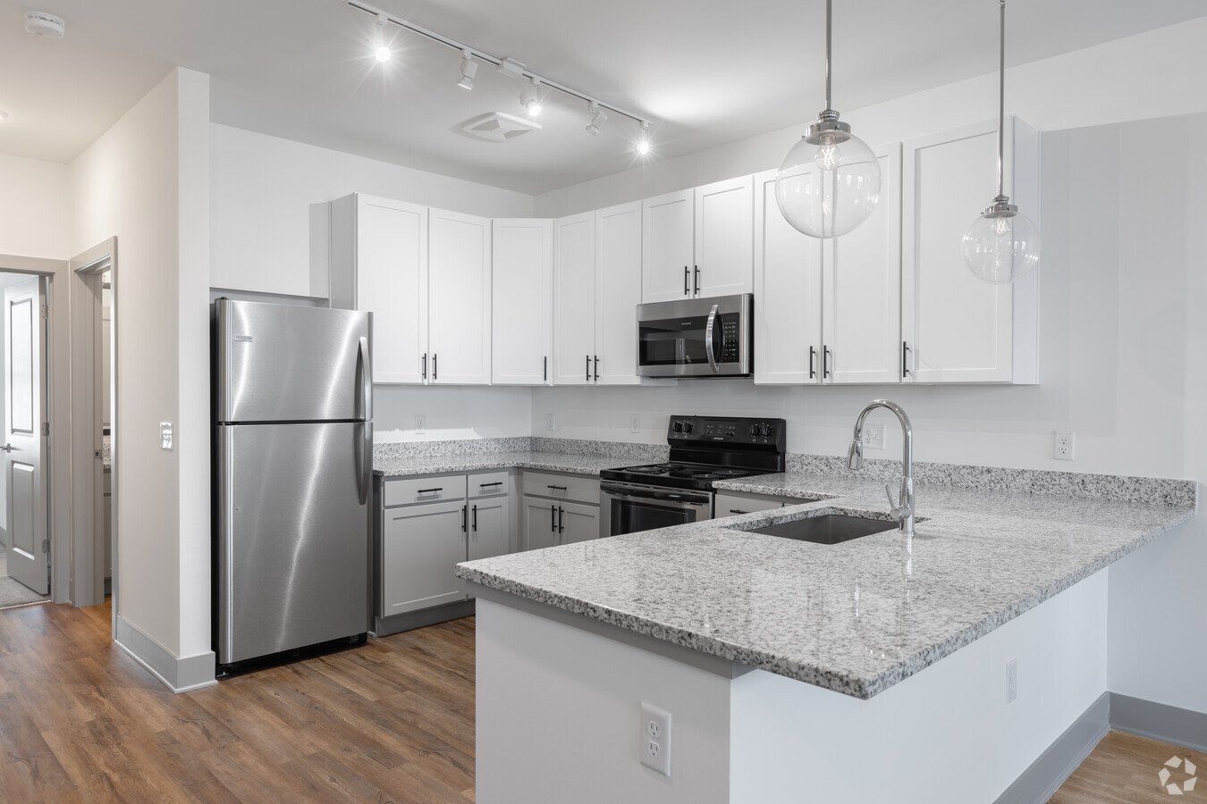 Kitchen with stainless steel appliances