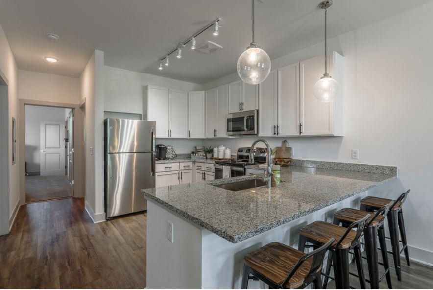 Kitchen with stainless steel appliances