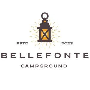 A logo for bellefonte campground with a lantern on it.