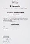 Erlaubnis zur berufsmäßigen Ausübung der Heilkunde (laut Heilpraktikergesetz)