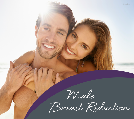 Man embraced by woman on beach; sun shining. Text: 