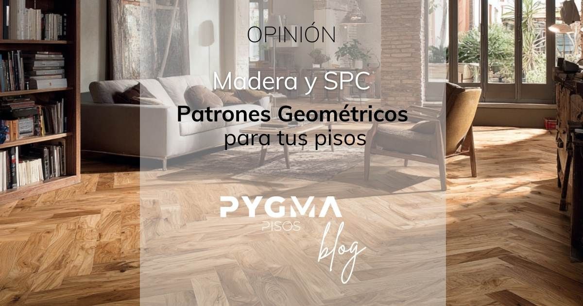 Geometric wooden floor pattern with text overlay: 