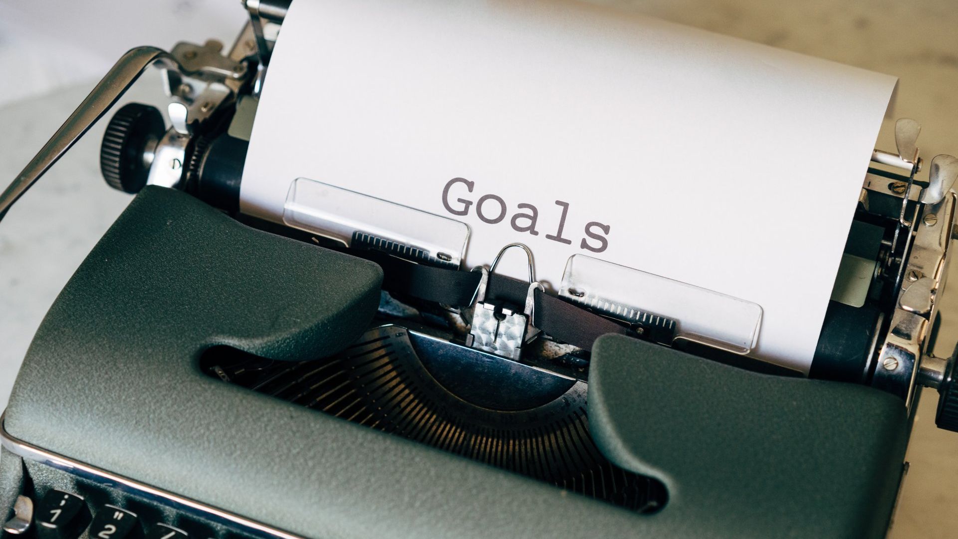 Word Goals written on a typewriter