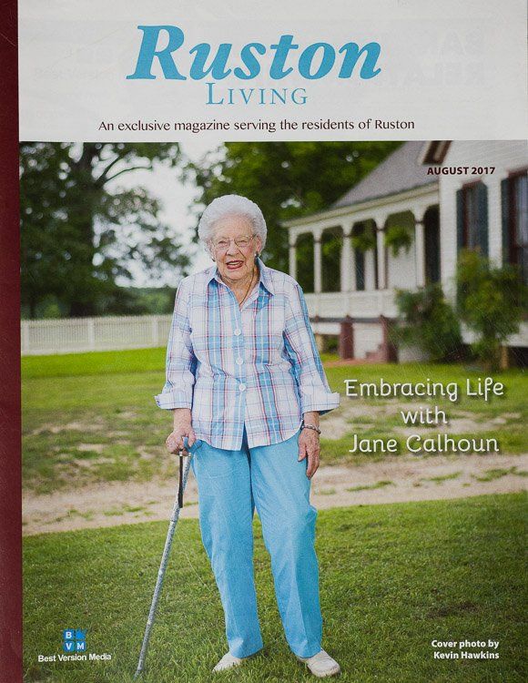 An elderly woman is on the cover of a ruston living book