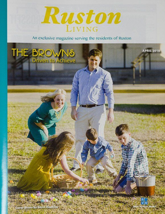 A ruston living magazine with a family on the cover