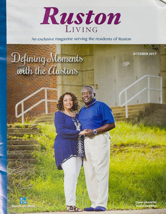 A man and woman are on the cover of a ruston living magazine
