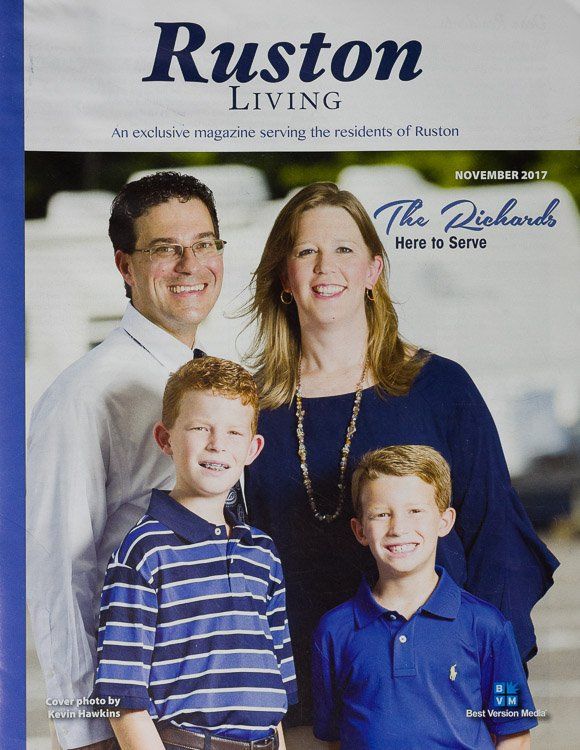 A family is on the cover of a ruston living magazine