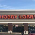 A picture of the front of a hobby lobby store.