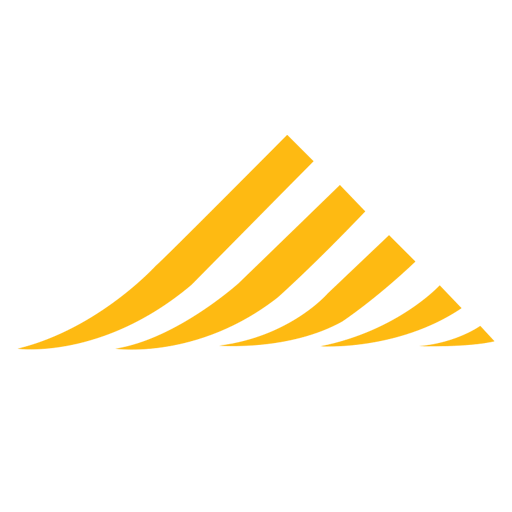 A yellow and white triangle on a white background