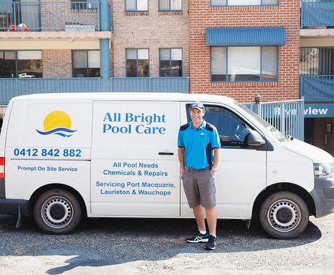 Man Standing Beside the Van — Port Macquarie, NSW — All Bright Pool Care