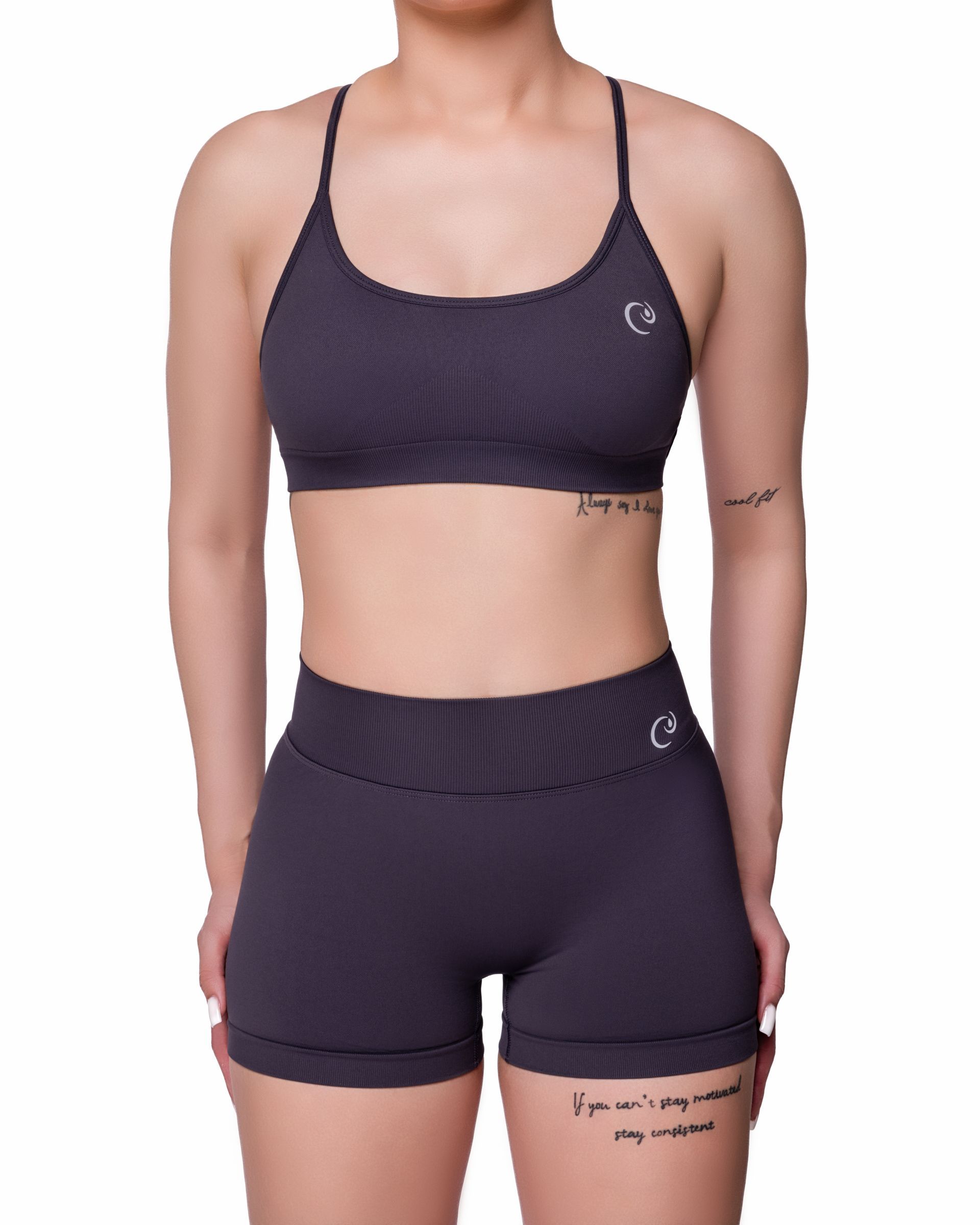 GREY SEAMLESS KNIT STRAPPY BRA