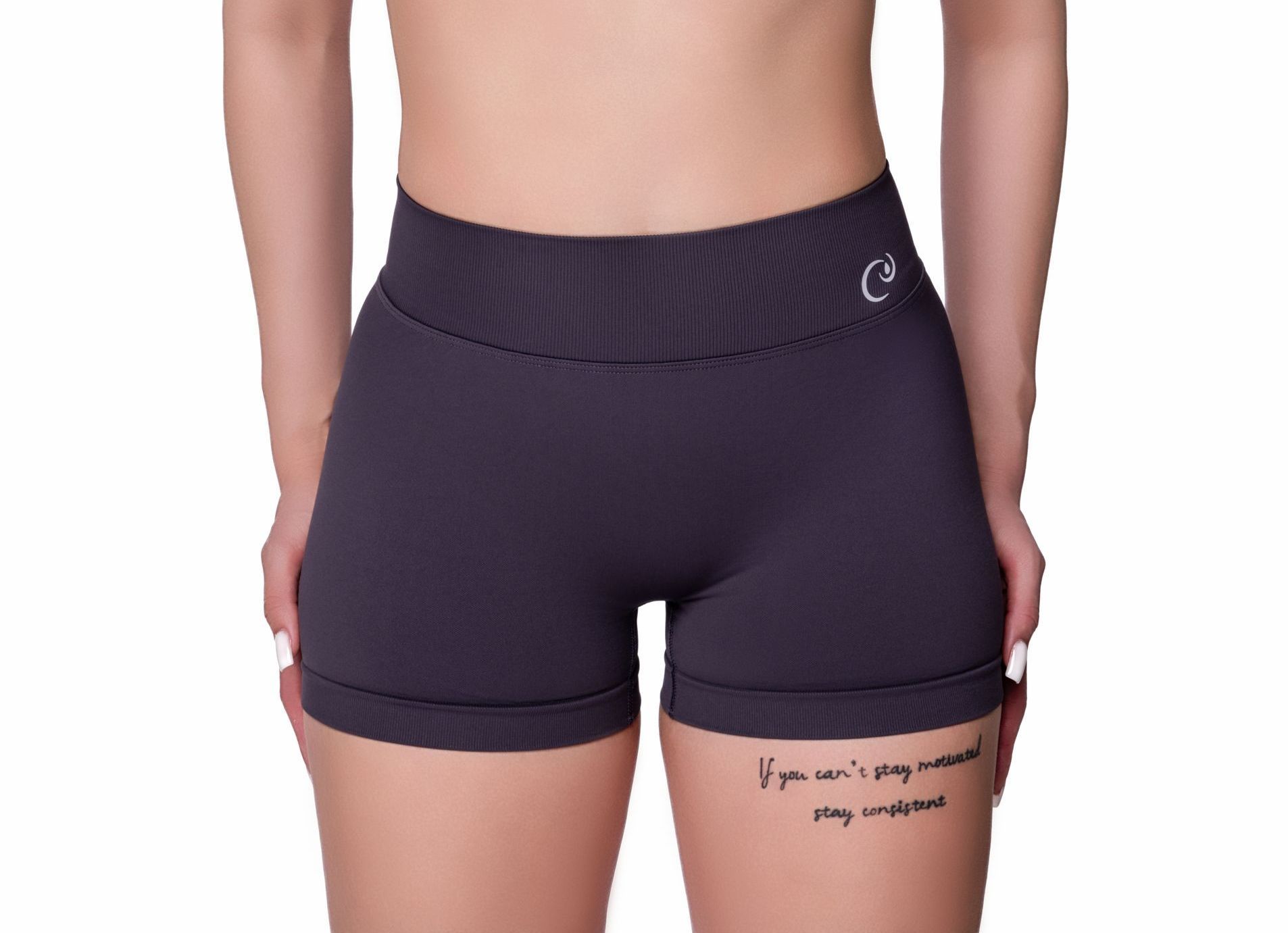 GREY V BACK SCRUNCH SHORTS