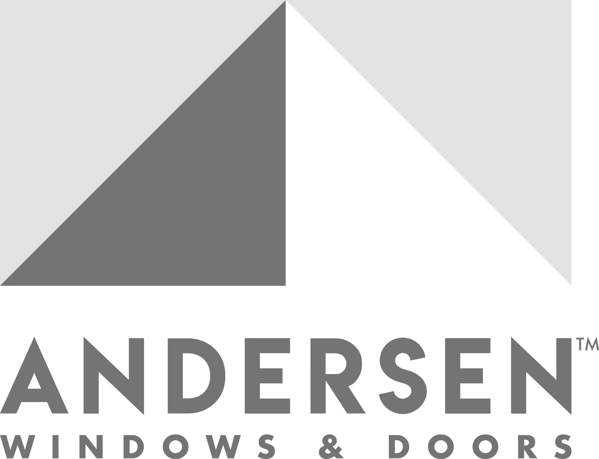 Logo for Andersen Windows & Doors: Gray geometric shapes above gray text.