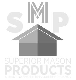 Logo for Superior Mason Products, featuring house icon with SMP initials and company name.