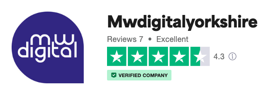 trustpilot reviews for MW Digital Yorskhire shown as excellent