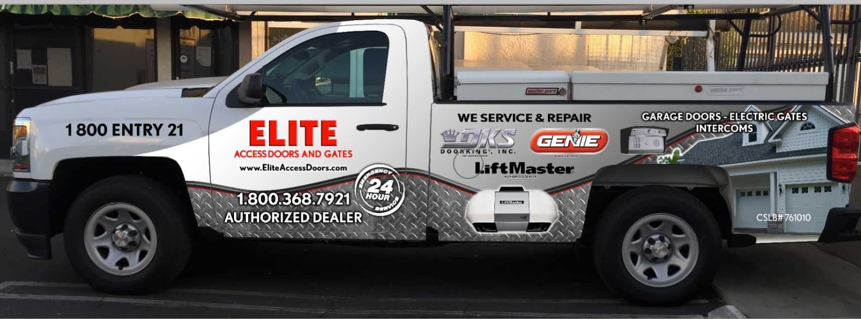 an image that shows a truck from Elite Access Doors and Gates