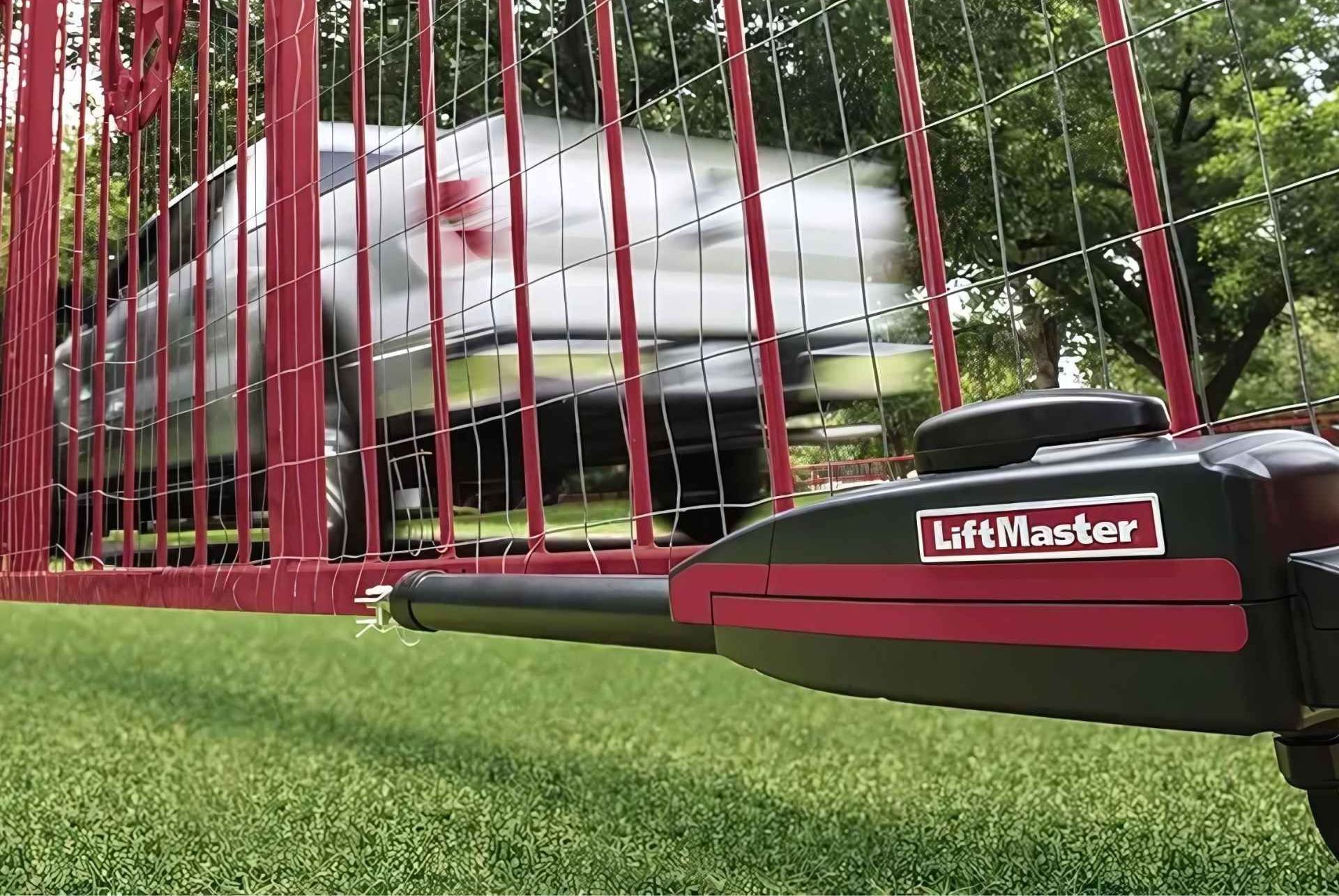 Liftmaster gate and car driving by