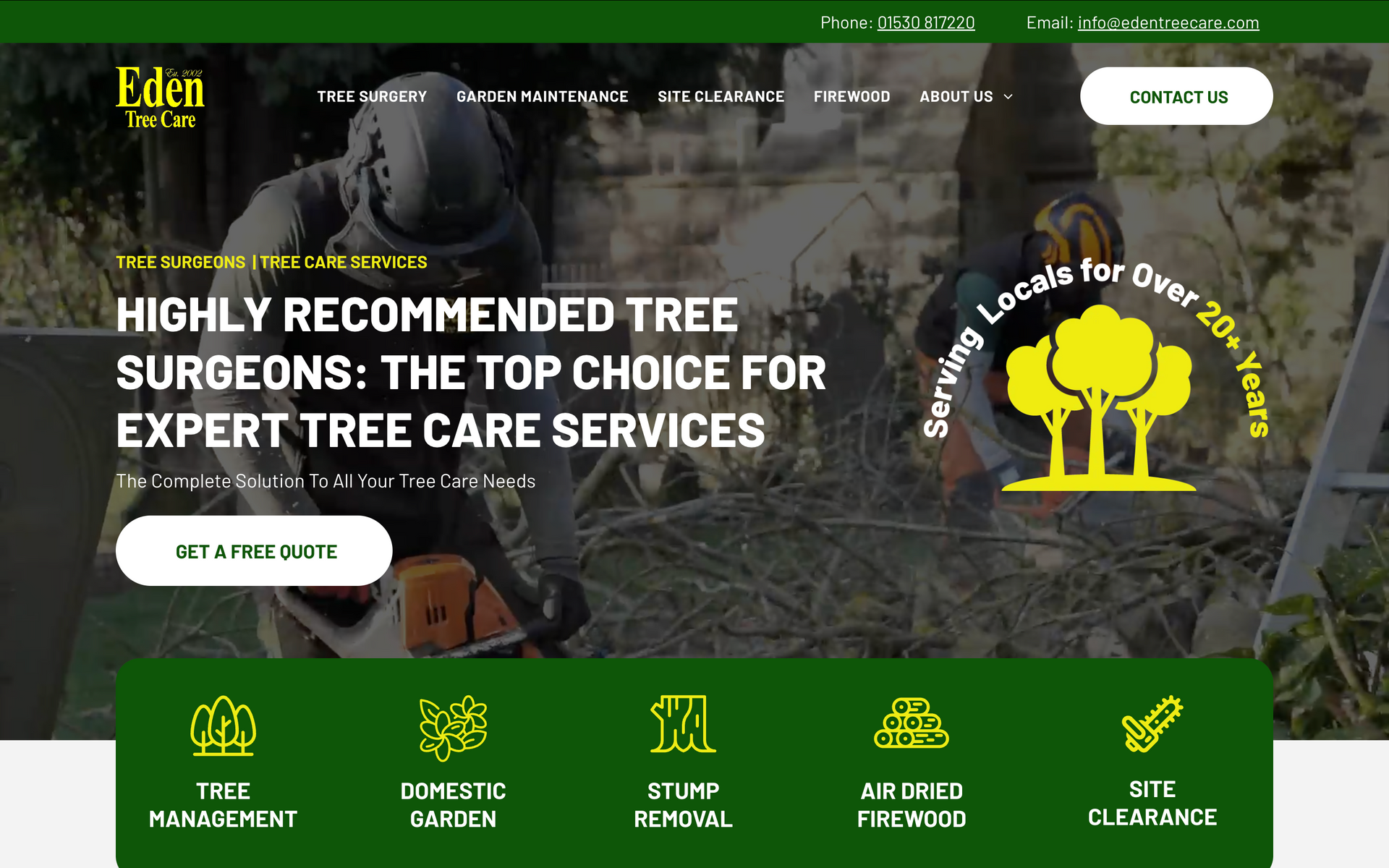 Eden Tree Care service-based website design and development