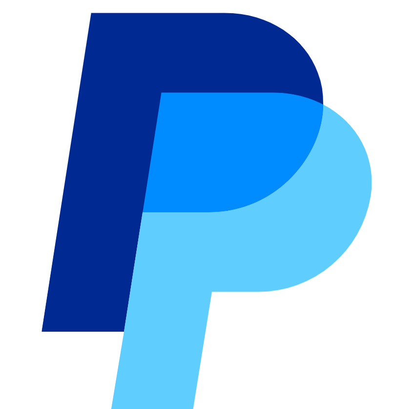 A blue paypal logo on a white background