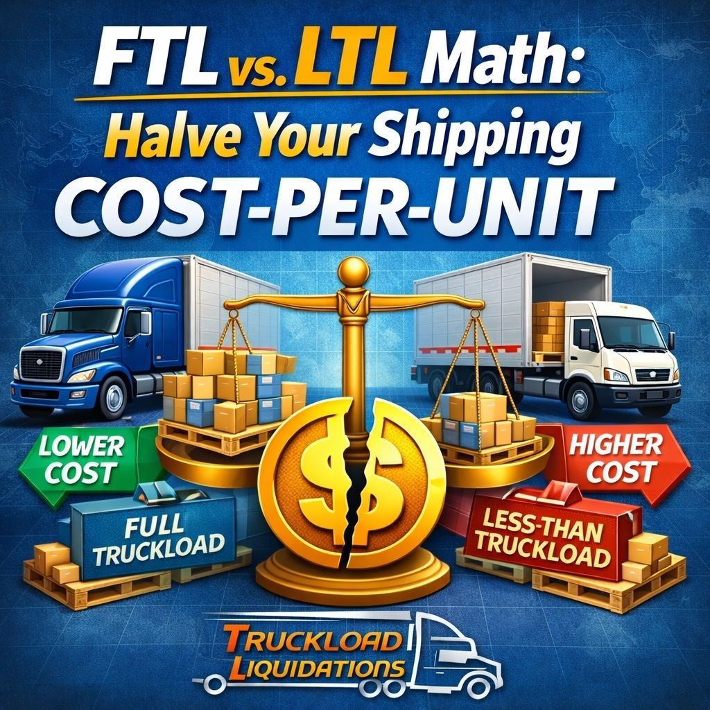 FTL vs LTL shipping cost math showing how full truckloads reduce cost per unit with pallets trucks