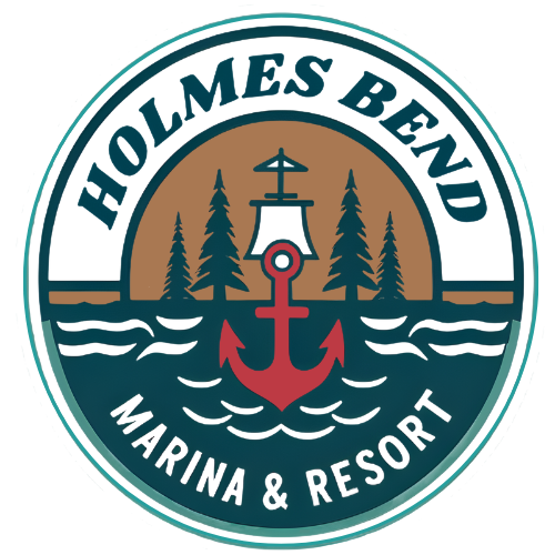 Holmes Bend Marina & Resort White Logo
