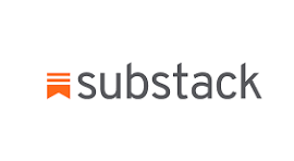 Substack logo: dark gray text with an orange flag-like icon on the left.