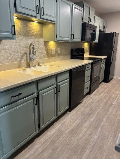view of counters and fridge in kitchen remodel