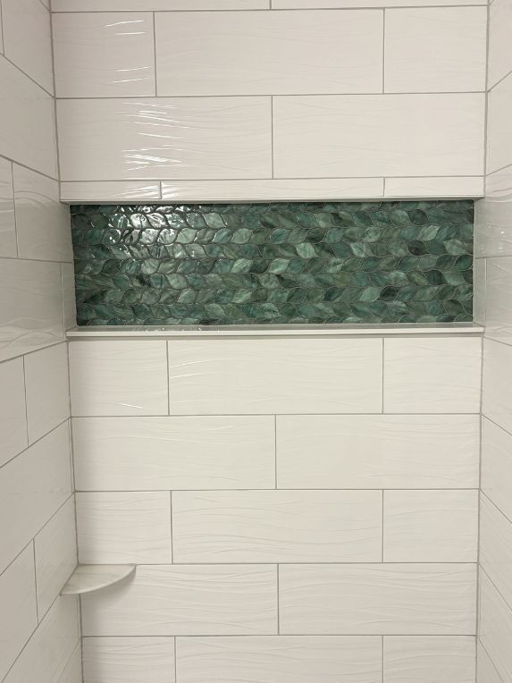 custom tiled shower alcove details