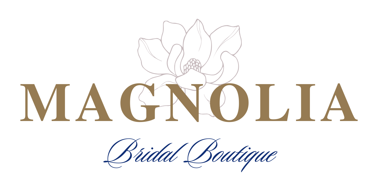 The logo for magnolia bridal boutique shows a woman in a long dress.